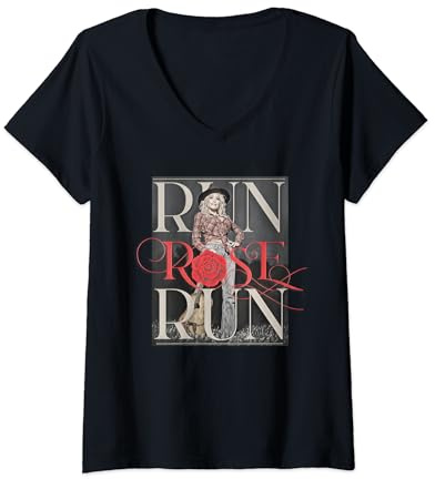 Run Rose Run Guitar Dolly Parton V-Neck T-Shirt
