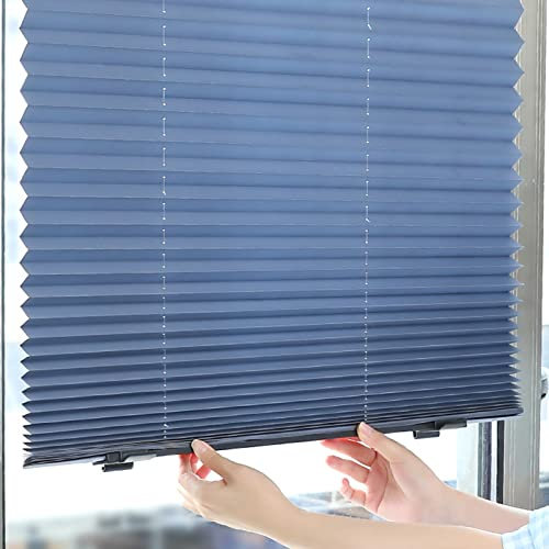 Plissee Rollo ohne Bohren,Sichtschutz Sonnenschutz Rollo, Dachfensterrollo mit Saugnäpfen,Einziehbarer Plissee Faltrollo Thermo Rollos,Für Büro/Arbeitszimmer/Auto Fenster (70x140cm/27.6x55.1in)