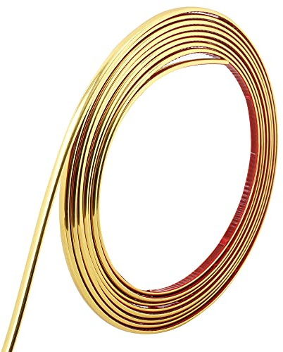 Trimold Moldura autoadhesiva dorada brillante de 20 m, flexible para bordes de espejo, pared, techo, suelo, armario y azulejo