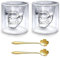 Totenkopf Gläser Doppelwandige Kaffeegläser, Xiuyer 2 pcs Doppelwandige Latte Macchiato Gläser Mit 2 Löffeln Glasbecher Cocktailgläser Halloween Wein Tasse Schnapsgläser für Whisky Wodka Absinth 250ml