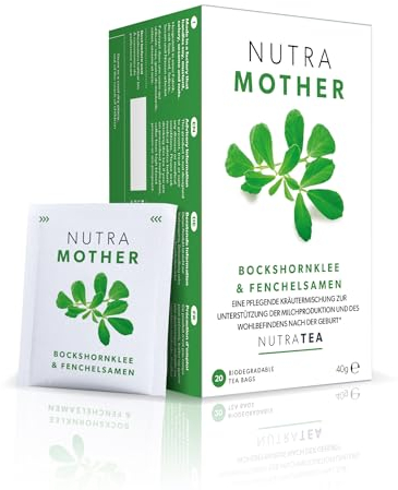 NUTRAMOTHER - Tisane Allaitement | Thé de lactation - Les essentiels de la nouvelle maman - Contient du fenugrec, du fenouil et de la feuille de framboisier – 20 sachets de thé - Nutra Tea - Tisane