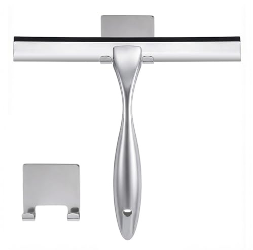 NETANY 14-Inch Silver Stainless Steel All-Purpose Squeegee for Bathroom, Shower Doors, Mirrors, Tiles and Car Windows - 100% Streak Free