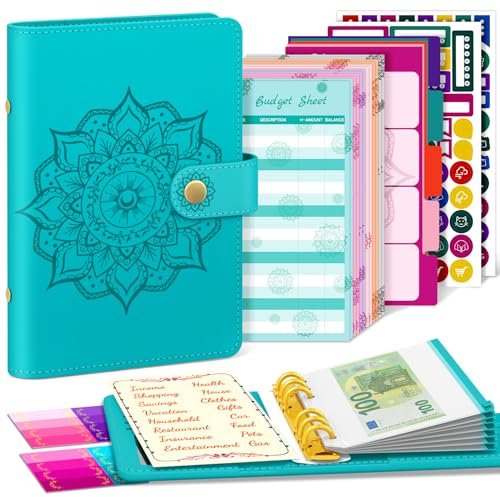 A6 budget Planner classeur de budget, livre de famille Envelope, Planner Money book avec films pour le planificateur financier Saving folder-bleu sans calendrier