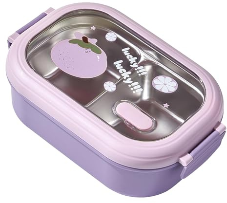 Stainless Steel Insulated Lunch Box, Portable Food Container, Purple, for School