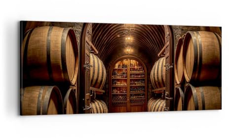 Panorama Bilder auf Leinwand 100x40cm Leinwandbild Wein Fässer Keller Groß Wanddeko Bild Schlafzimmer Küche Wandbilder Dekoration Wohnzimmer Wall Decor Canvas Wand Kunstdruck Art AB100x40-5727