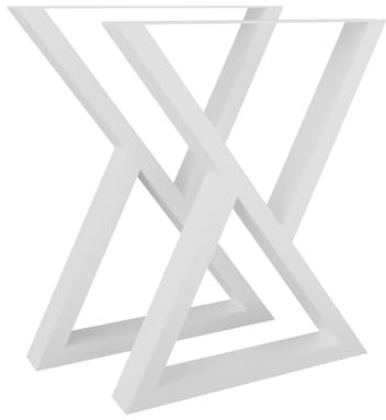 Magnetic Mobel Tischgestell X-Form aus 80x40 mm Profile, x-förmiges Tischkufen Tischbeine Metal 60x75 cm (Weiß)