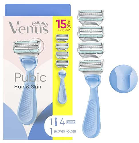 Gillette Venus for Pubic Hair and Skin, Bikini Razors for Women, Women's Razor Handle + 4 Blade Refills