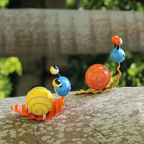 ACAREY Schnecke Gartendeko Für Draußen, Metall Schnecken Garten Deko Figuren, Kawaii Tiere Dekoration Gartenfiguren, Geschenke Für Frauen & Mama, Garten Deko Draußen Für Terrasse (2 Stück)