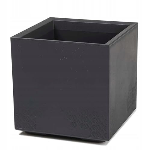 HowHomely Blumentopf Dunkelgrau 40 x 39 x 39 cm Pflanzkübel Groß Außen - Pflanzkasten auf Rollen mit Abflussstopfen - Pflanzkübel Betonoptik für Garten und Terrasse