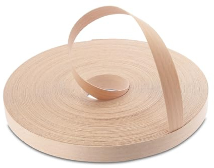 WoodPress® 19mm Buche Echtholz-Kantenumleimer zum Aufbügeln 50 m | 50-m-Profirolle aus Echtholzfurnier mit Schmelzkleber, Bügelkante für Möbelbau sowie Schrank-, Regal- und Plattenkanten