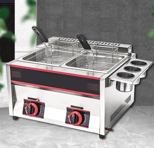 CHIPEL Friteuse à gaz Professionnelle, friteuse à gaz 12 L, réservoir en Acier Inoxydable, friteuse à Graisse en Acier Inoxydable avec Panier Amovible, for Cuisine de Restaurant Commercial