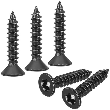 sourcing map 100Pcs Flat Head Torx Screws, M4 x 20mm 304 Stainless Steel Countersunk Self Tapping Anti-Theft Wood Screws Tamper Resistant Screws Fit T20 Bit for Wood, Fence, Decking (Black)