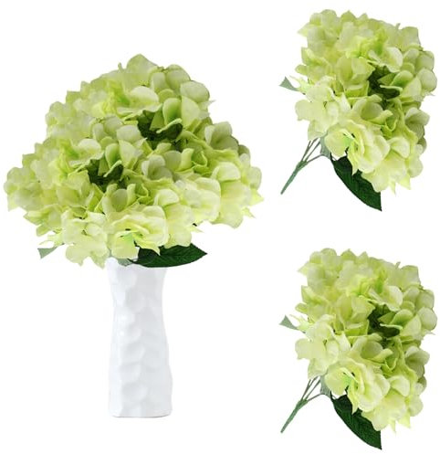 astylishome Artificial Flowers for Outdoor 72 pcs Real Touch Hydrangea Fake Hydrangeas Bouquet Flower with Stems for Wedding Party Office Home Decoration Green 1116