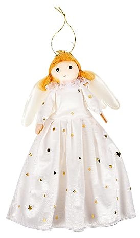 ABOOFAN 2st Baumwipfel-sternpuppe Hängende Dekoration Für Weihnachten Weihnachtsschmuck Für Kleine Mädchen Weihnachtsanhänger Für Zuhause Weihnachtsdekorationen Fee Engel Figur Stoff Weiß
