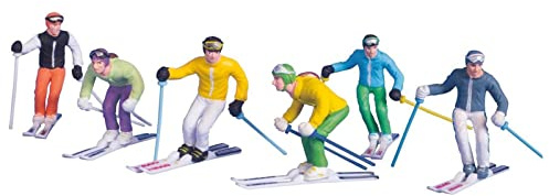 Magie di Natale Snowboarder in Piedi Ski Lift per Villaggio Natalizio 6 Pezzi (Sciatori in Piedi)