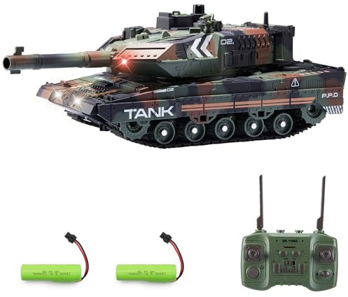 Hitish Char RC qui tire pour enfants et adultes, jouet de réservoir de l'armée télécommandée 2,4 G avec son de démonstration automatique, lumière fumée, modèle de véhicules militaires à 13 canaux