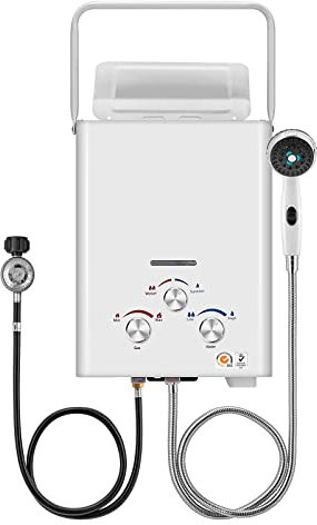 DMETE Tankless Water Heater 6L/min Instant Tankless Hot Water Heater Boiler + Shower Head LPG Gas 12KW home appliance Indoor Installation Under Sink Kitchen Household