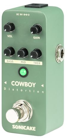 SONICAKE Distortion Pedal High-Gain Gitarren-Effektpedal mit 2 Modi Mittelfrequenz des normalen Distortion True Bypass Cowboy Distortion