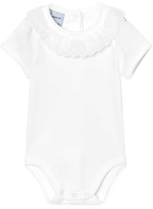 BABIDU Body Bebé Manga Corta Cuello Con Puntilla, Tejido Algodón 100% Hipoalergénico Suave y Transpirable Para Piel Sensible, Body Bebé Recién Nacido Niño y Niña Unisex, Ropa Bebé Unisex Verano