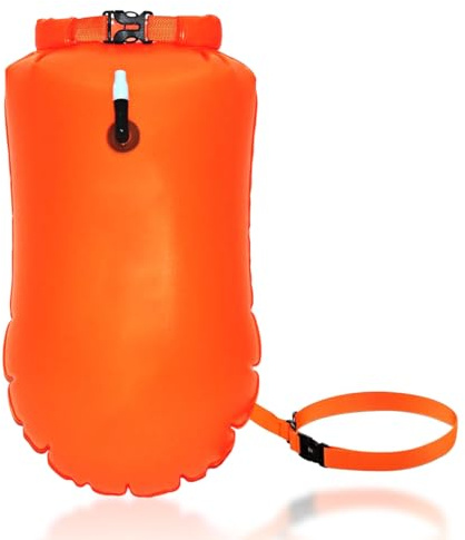SUNXBUK Bouée de Natation,Sac Étanche Bouée avec Ceinture Ajustable,Bouée de Nage en Eau Libre,Flotteur Gonflable pour Adulte,Triathlon,Kayak,Snorkeling