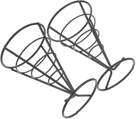 GALPADA 2pcs Stylish French Fry Chips Holder Black Wire Snack Basket Appetizer Serving Racks