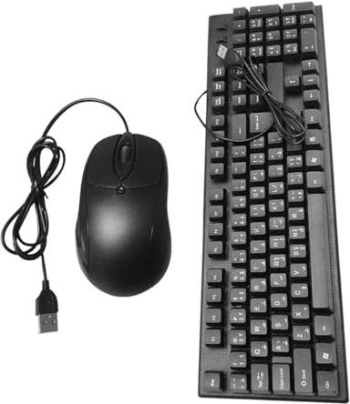 NUOBESTY Ensemble Clavier et Souris Filaire USB, Léger, 104 Touches, Abs Noir, sans Piles ni Recharge, Plusieurs Styles pour Usage Domestique