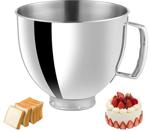 BOYIFEIJIE Edelstahlschüssel 4,5–5 Quart für Küchenmaschine – mit Griff, passend für ausgewählte Classic & Artisan Modelle