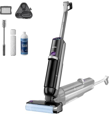 Eureka RapidWash NEW630 Gen2 Aspirateur Laveur, Séchage Air Chaud 50℃, Anti-Emmêlement, Inclinaison au Plat, Autonomie de 38 Minutes. pour Sols Durs