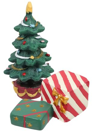 Cabilock Mini Kunstharz Weihnachtsbaum Aquarium Dekoration Weihnachtsdeko für Aquarien Mini Landschaftsdekoration Geschenkbox zum Weihnachtsfest