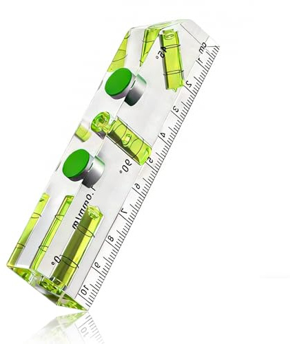 Nivel Burbuja Pequeño Magnético, Nivel de Bolsillo Acrílico de Dos Vías con 45 90 Burbuja de 180 Grados, para Fontanería Canalones y Baldosas Colgar Marcos de Cuadros (102x25x15mm)