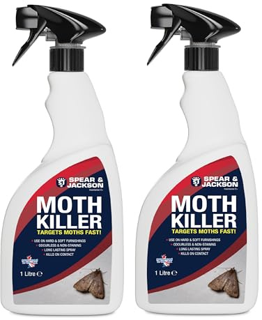 Spear & Jackson Moth Killer, 2 x 1 Litres, Multi-Insect Control, Odourless, Non-Staining