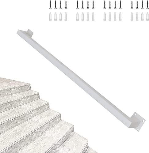 Escalera cuadrada de metal – Barandilla de seguridad para interiores con soportes, hierro galvanizado, barra de apoyo antideslizante para escaleras, montaje en pared