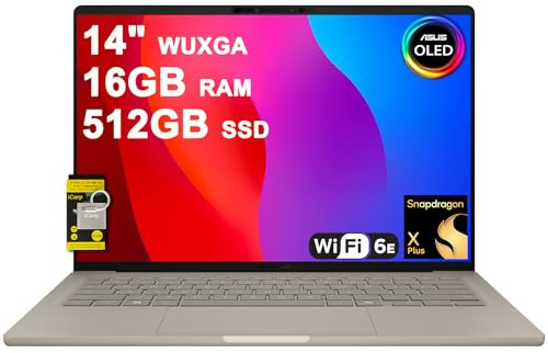 ASUS Zenbook A14 Laptop 14 WUXGA OLED (100% DCI-P3, 600nits HDR) Qualcomm 8-core Snapdragon X Plus (Up to 45 TOPS) 16GB DDR5 512GB SSD For Creator Business Professional Win11Pro ICP Hub w/Copilot+ AI