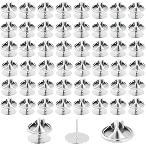 Larrel 50 Stück Schmetterling Pin Clutch, Silber Verschlüsse Butterfly Clips Metall-Verschlussstift Rückseiten Schmetterling Kupplung Revers Stecknadelhalter Ersatz für Craft Schmuck Krawatten Jacken