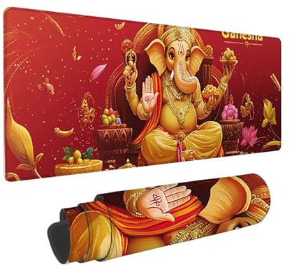 Alfombrilla Ratón XXL Grande Gaming Mouse Pad 700 x 300 mm, Impermeable Antideslizante Mousepad, Lavable, Alfombrilla Escritorio con Base de Caucho para Gamers, PC y Portátil - (Dios de la India) G870