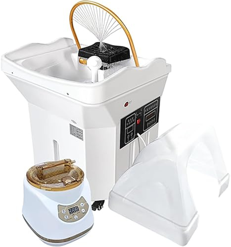 Équipement de Spa pour la TêTe,Japonais Bol à Shampoing pour Salon de Coiffure,Circulation d'eau à Double ContrôLe,avec RéServoir d'eau de 60 L,Fonction de Fumigation et LuminothéRapie