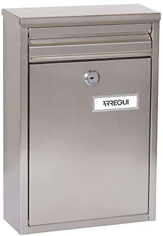 ARREGUI Zaguán E5757 Briefkasten oder Durchwurfbriefkasten aus Edelstahl, Größe S (DIN A5 Post), Wandbriefkasten für Draußen, Wasserfest, Postkasten mit Namensschild, Einfache Montage, Edelstahl