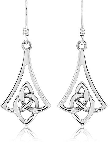 Sterling Silver 925 Art Deco Celtic Knot Design Fine Quality Drop Earrings