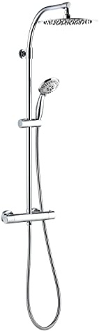 Wirquin 60721389 Colonne de Douche Thermostatique Milano Chromé 4 Jets | Mitigeur thermostatique, inverseur céramique, hauteur réglable, anti-calcaire, flexible anti-torsion, sécurité 38 °C