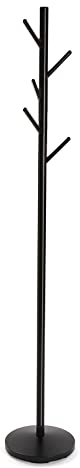 Versa Adelisa Minimalistischer Garderobenständer für den Eingangsbereich, mit 9 Haken für Kleidung oder Taschen, Maßnahmen (H x L x B) 170 x 28,5 x 28,5 cm, Metall, Farbe: Schwarz