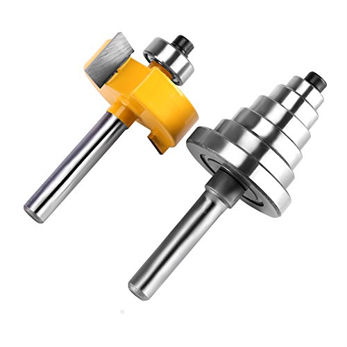 Set de Rabbet Router Bit Fresa para Ranurar de Carpintería con 7 Rodamientos, Brocas de Ebanistería