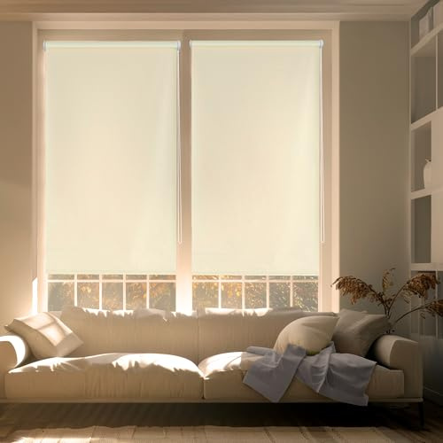 Blindecor Zeus | Verdunklungsrollo ohne bohren - Beige, 37 x 180 cm (BxH) | Stoffgröße 34 x 175 cm. Klemmfix thermorollo für fenster