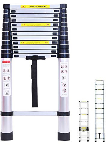 Scale telescopiche multiuso in alluminio, 5 metri, capacità 150 kg, per fai da te, pieghevoli, estensibili, rifornimenti, scale dritte, 13 gradini portatili