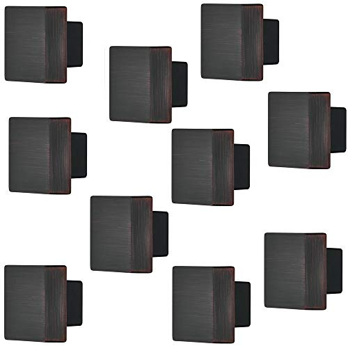 Gedotec Möbelgriff eckig Türknopf Vintage Möbelknopf Bronze geölt - SQUARE | Knopf-Griff 30 x 30 mm | Schrankknopf Antik für Schubladen & Kommode | 10 Stück - Design Tür-Knauf Schranktür mit Schrauben