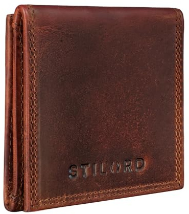 STILORD Cody Mini Monedero Cuero con Compartimento para Billetes Mini Billetera Hombre Piel Vintage Organizador Pequeña con Cremallera Slim Wallet Color:Kara - Cognac