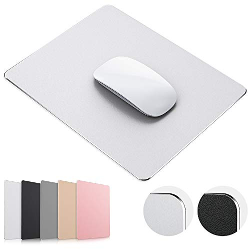 JEDIA Mouse pad, Silver Hard Metal Aluminum Mouse Pad, Premium Dual-Side Waterproof Fast and Accurate Control Mousepad for Office, Home and Gaming, 9 x 7inch