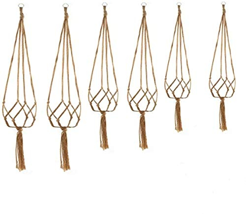 YKKJ 6pezzi Piante Sospese Portafiori,Cesto Appeso,Porta Piante in Juta, per Interno, Esterno, soffitti, balconi, Decorazioni per Patio,Decorazioni per pareti.