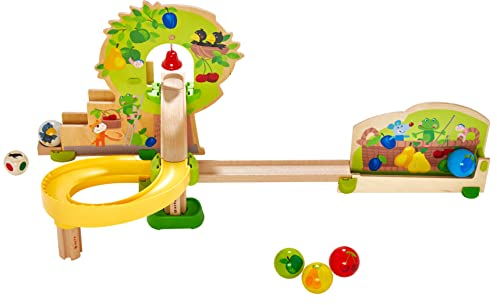 HABA Kullerbü – Kugelbahn Obstgarten für Kinder ab 2 Jahren – Spielspaß mit Holzbausteinen, Rabe Theo & Früchtekugeln – Kombinierbar & leicht aufbaubar – 1306018001