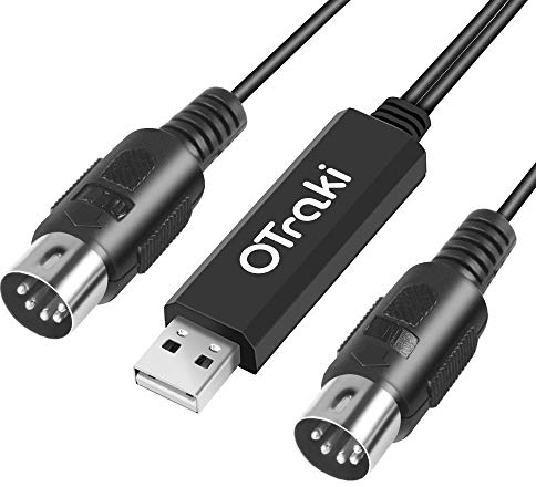 OTraki Midi to USB Cable, 5 PIN Midi Cable 3m/10Ft Out to USB with LED Indicator for Music Keyboard Piano to PC Laptop USB MIDI Interface Converter for Home Music Studio