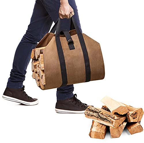 FOGUO Portalegna da Esterno in Legno, Cesta per Legna Camino, Portalegna da Interno, Borsa per Portare La Legna d Ardere, con Maniglie, per Il Trasporto di Legna, Giocattoli, Giornali